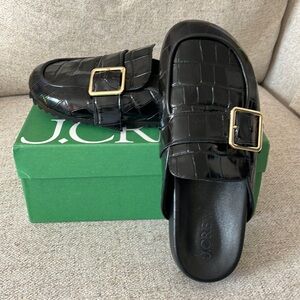 Jcrew Croc Embossed Leather Clog with Buckle 
womens size 8